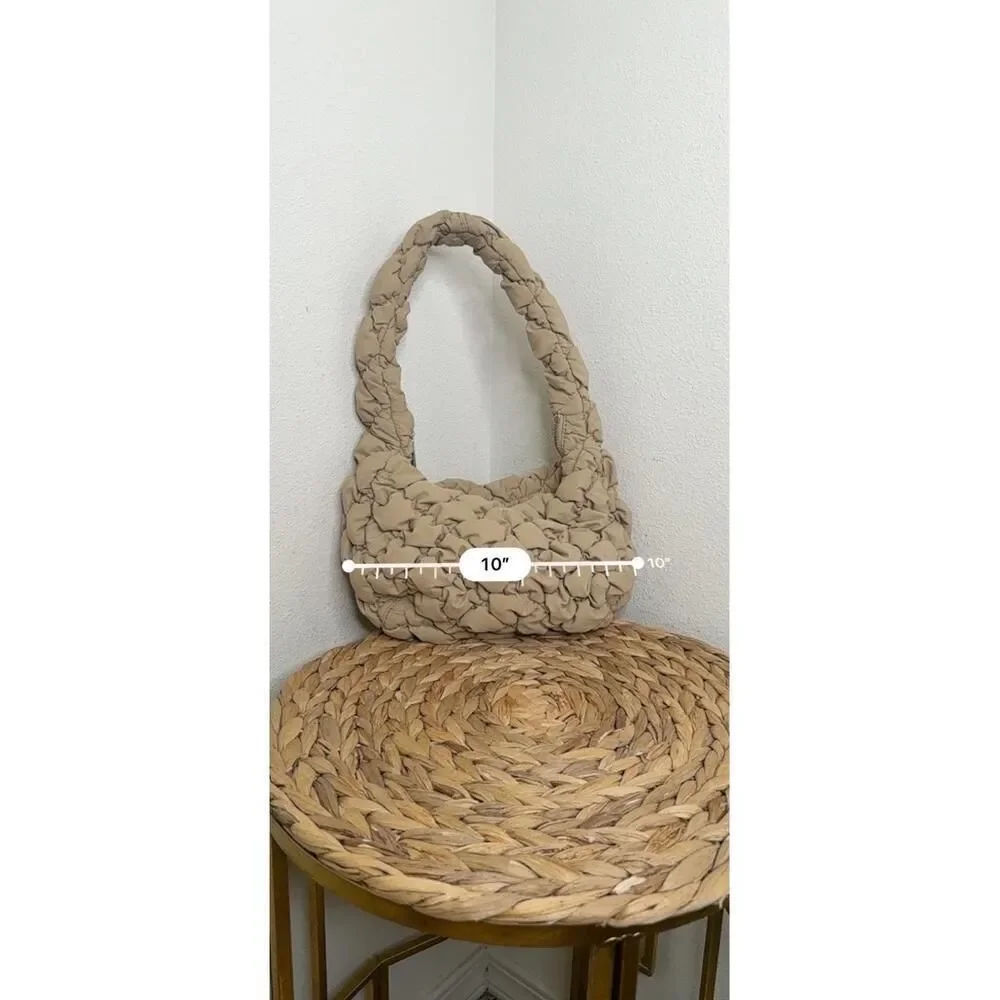 Babaton Aritzia Purse Curator Wicker Tan Bag Quilted Pillowy puffer Modern hobo